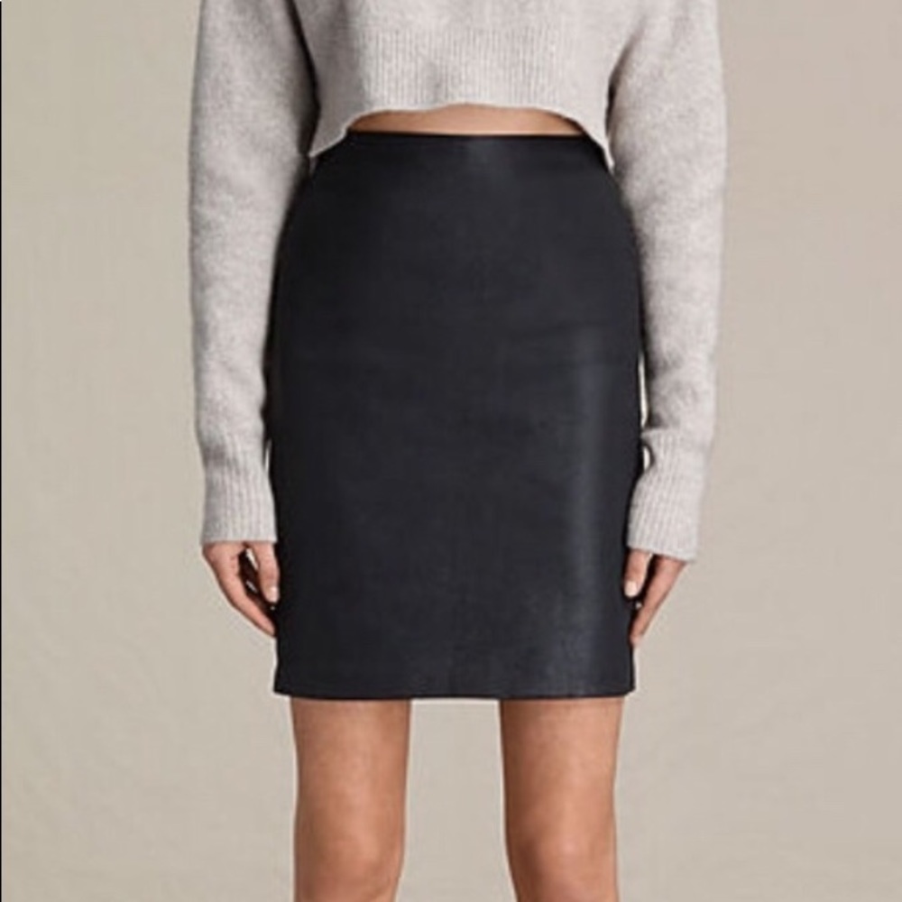Sexy All Saints Metal Pencil Skirt sz 8 Black